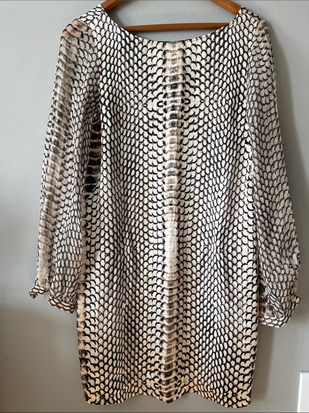 Twelfth Street by Cynthia Vincent Cream and Brown silk chAnimal-Print Dress